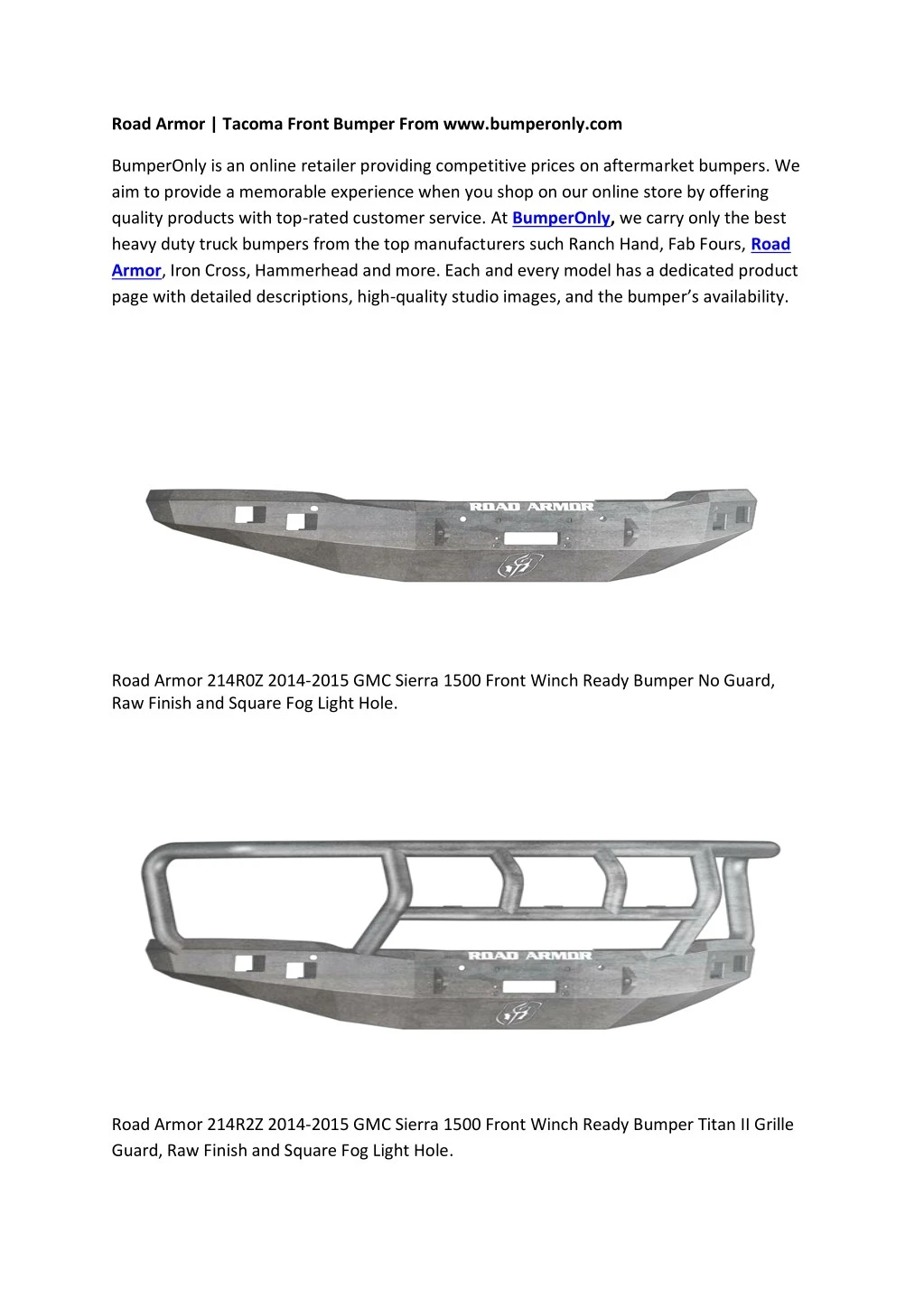 road armor tacoma front bumper from n.