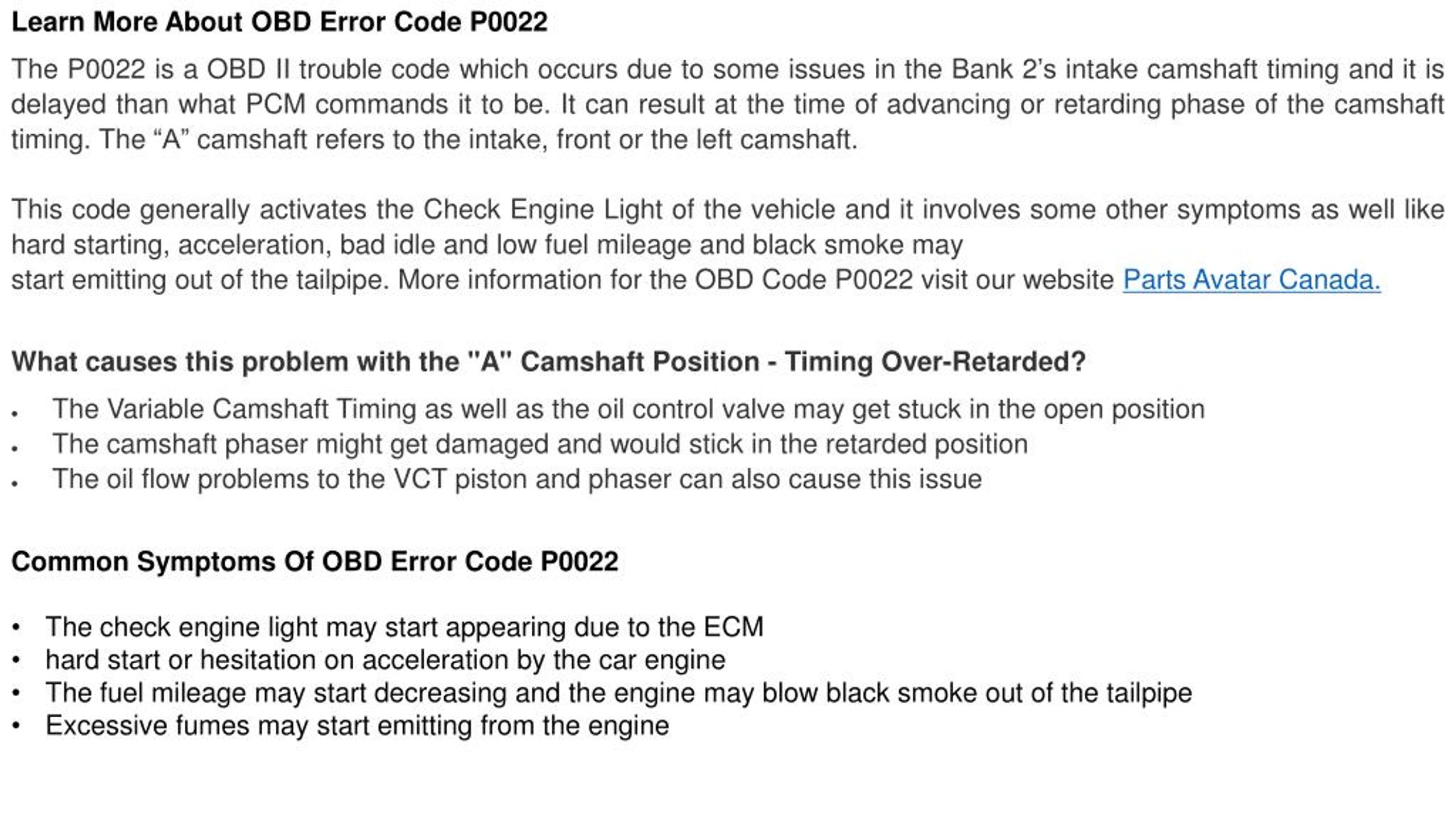 PPT - PartsAvatar Canada Provides You Information For The OBD Code ...