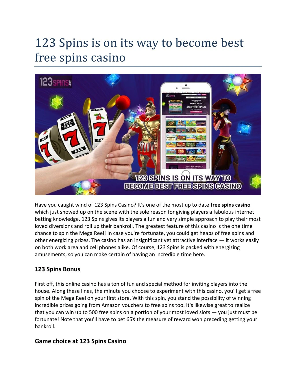 123 spins is on its way to become best free spins n.