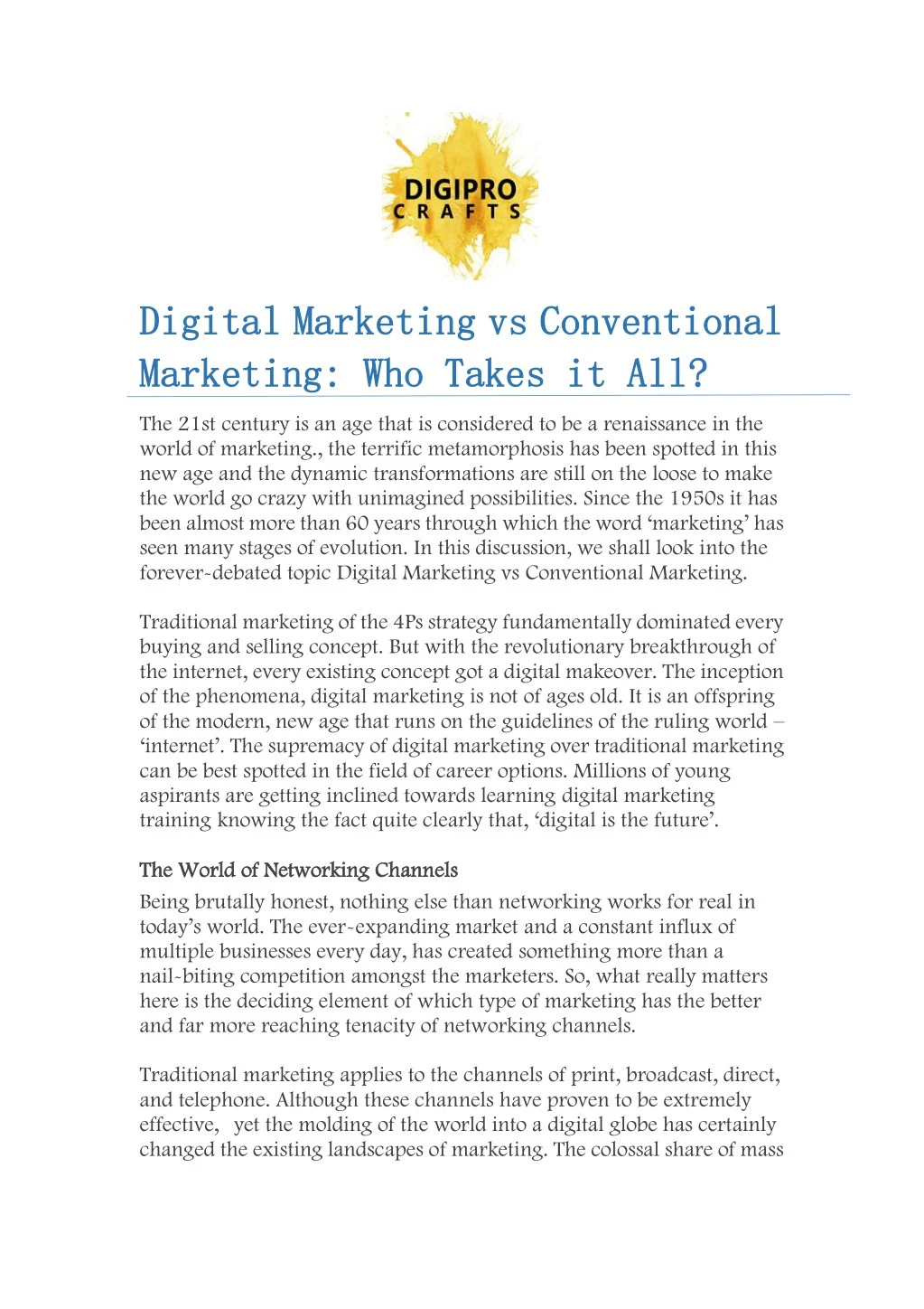 digital marketing vs conventional digital n.