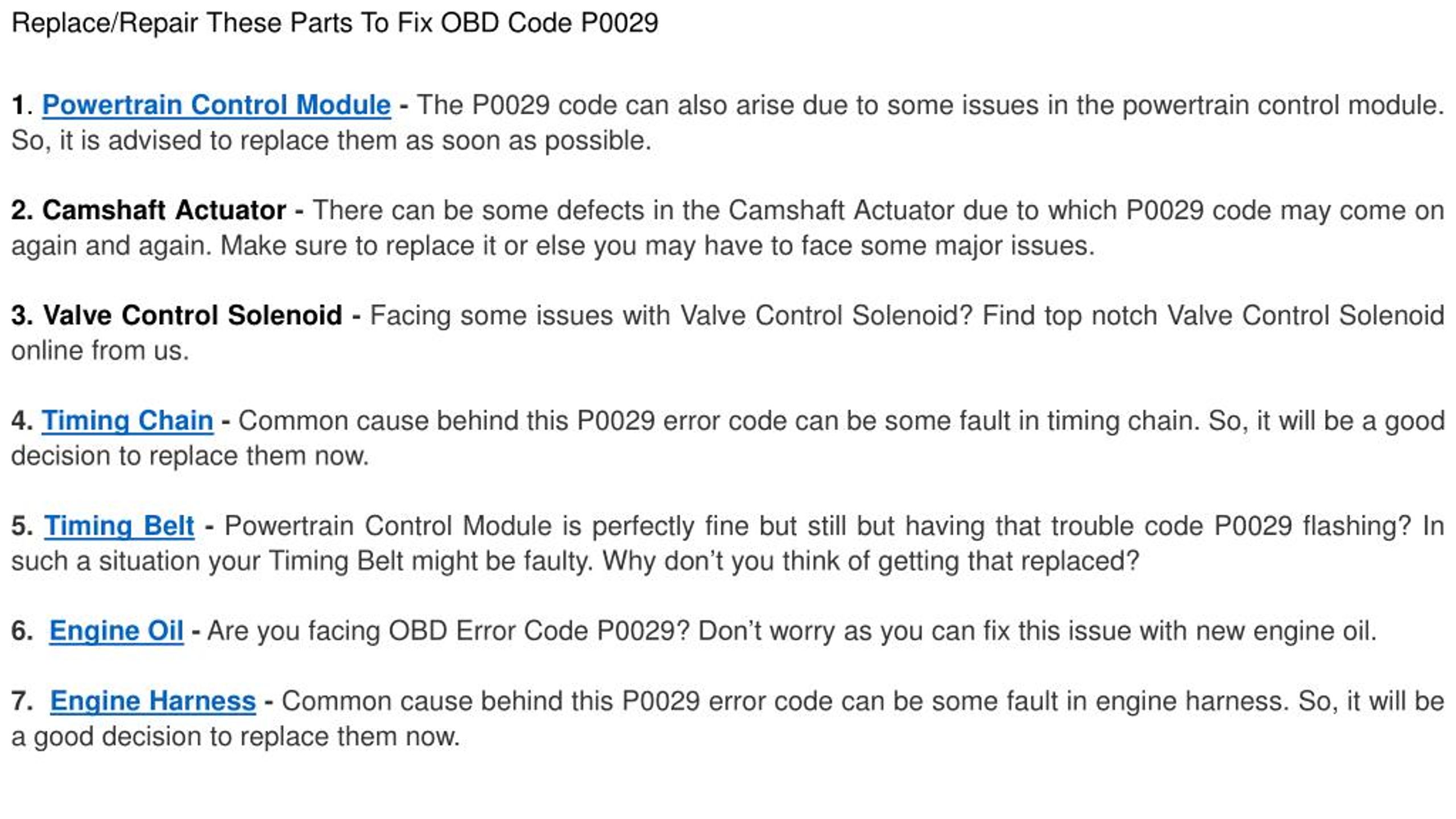 PPT - PartsAvatar Gives You Information For The OBD Code P0029 ...