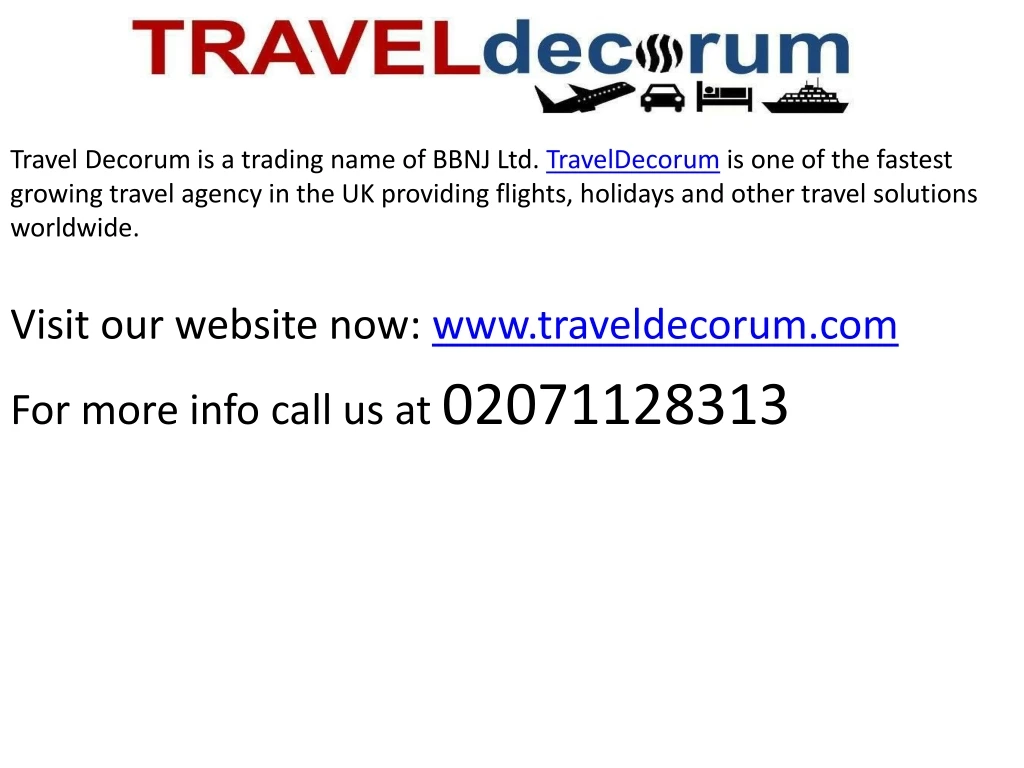 travel decorum is a trading name of bbnj n.