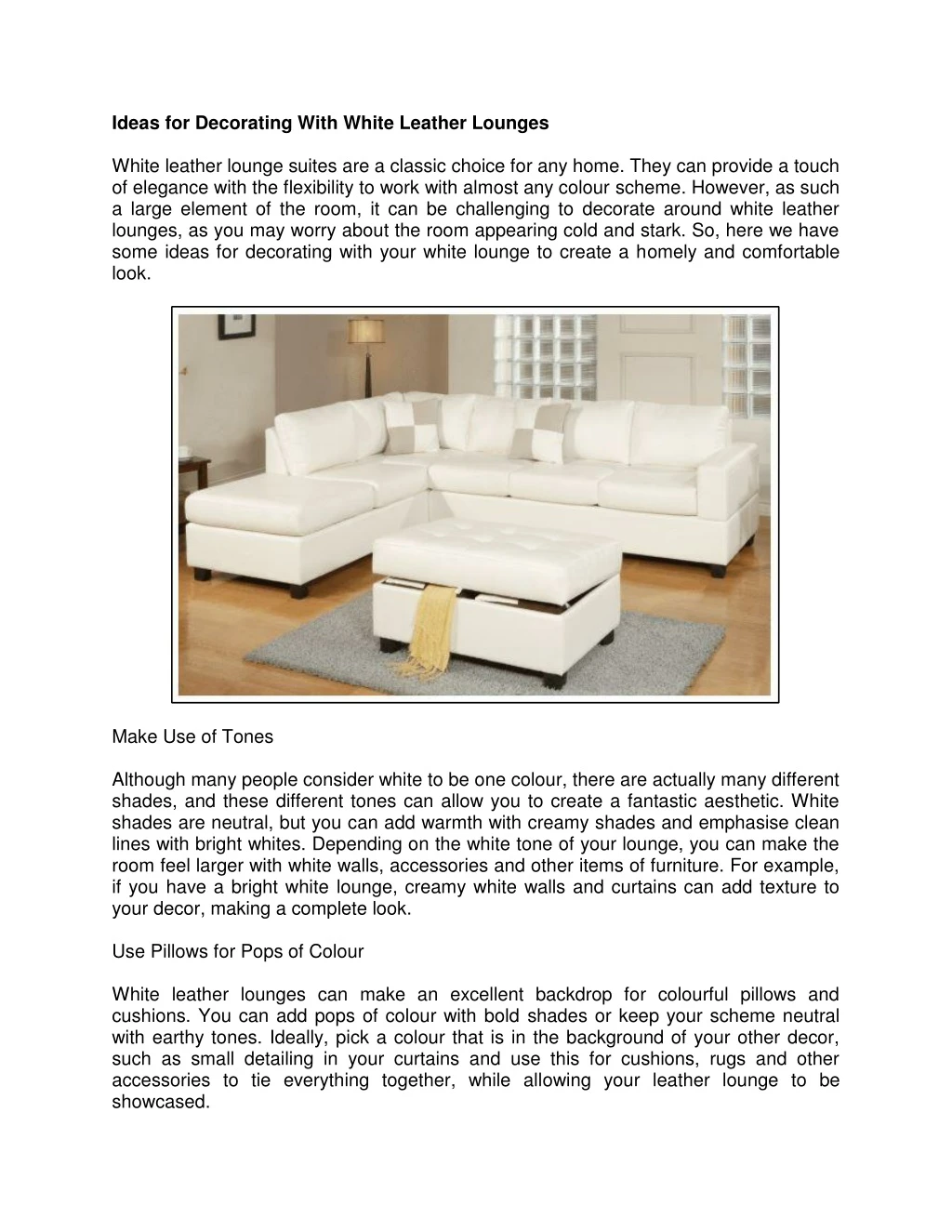 ideas for decorating with white leather lounges n.