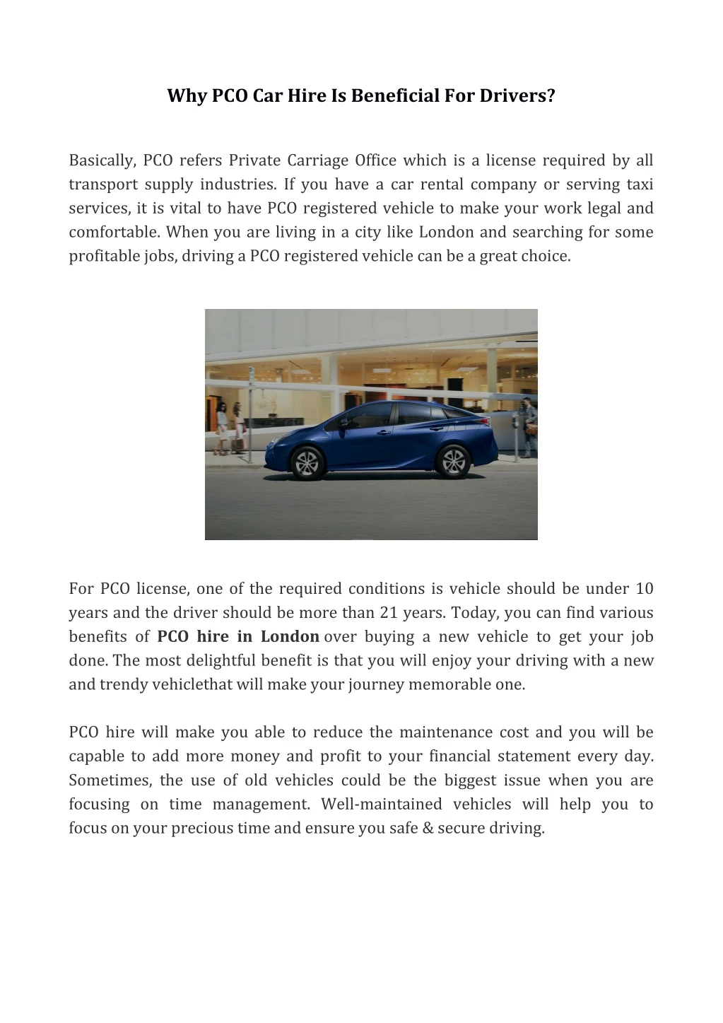 why pco car hire is beneficial for drivers n.