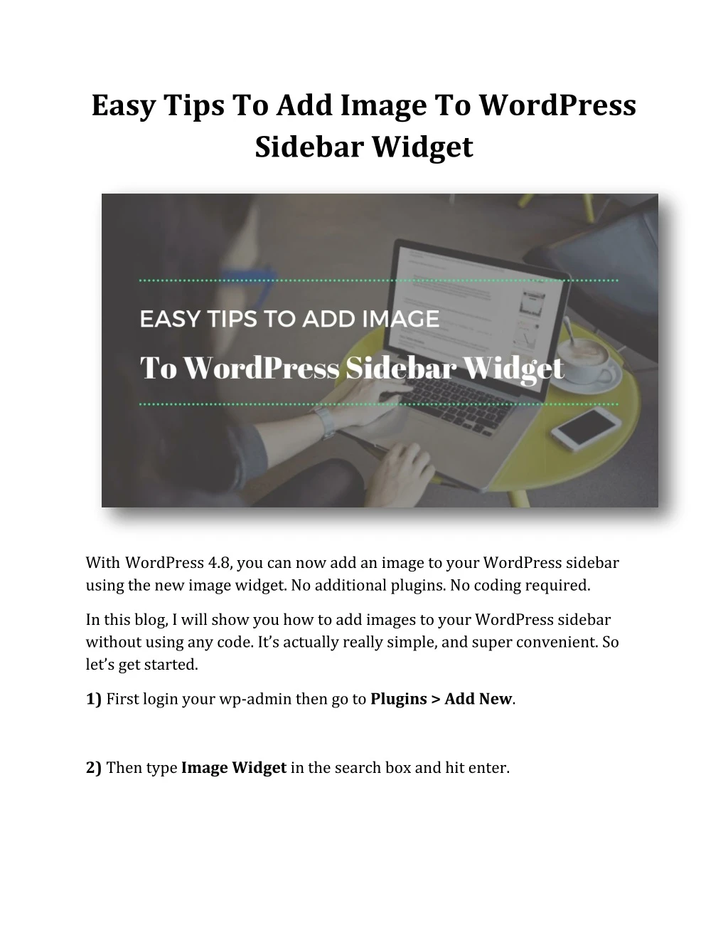 Ppt easy tips to add image to wordpress sidebar widget powerpoint 