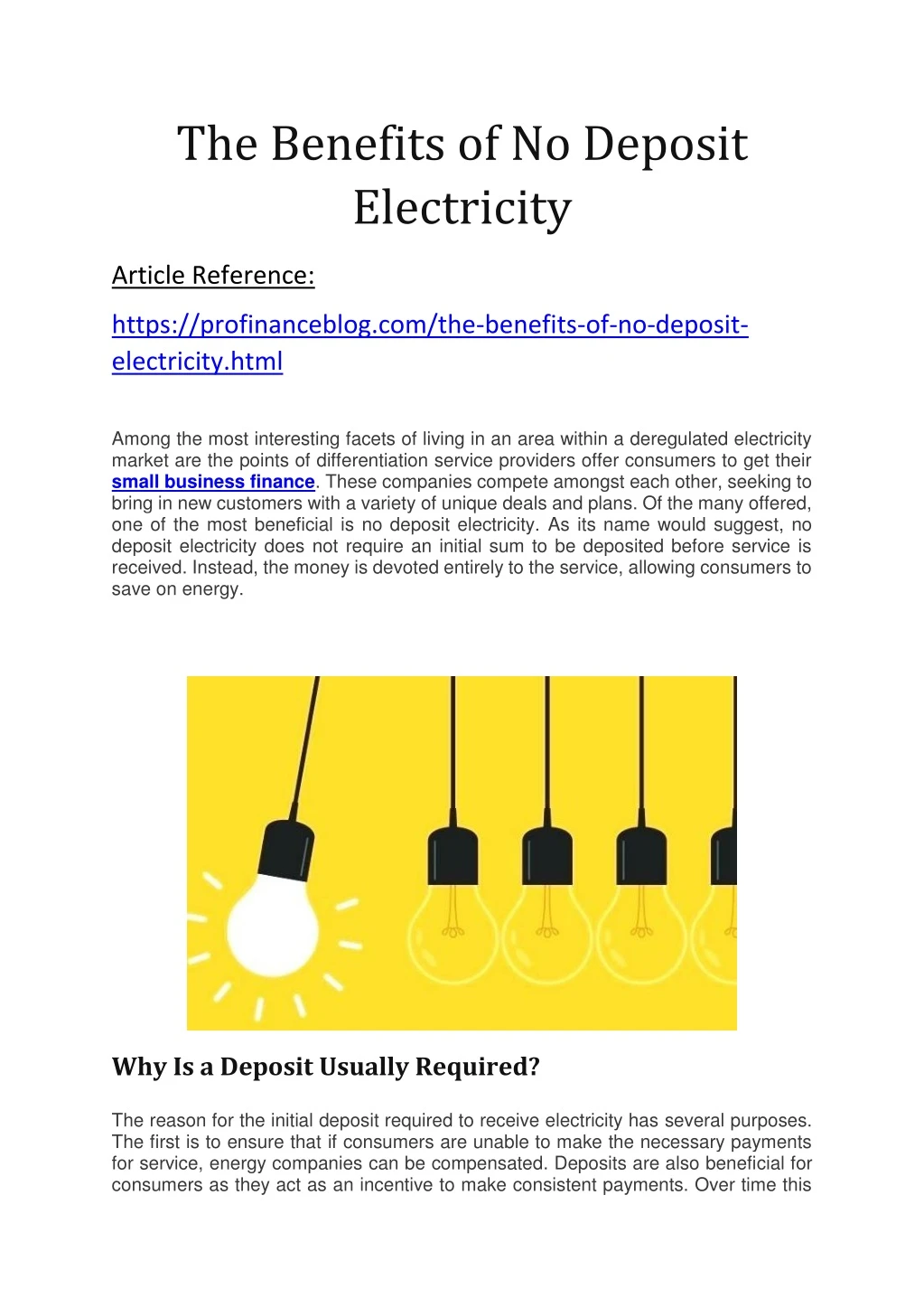 PPT The Benefits of No Deposit Electricity PowerPoint Presentation