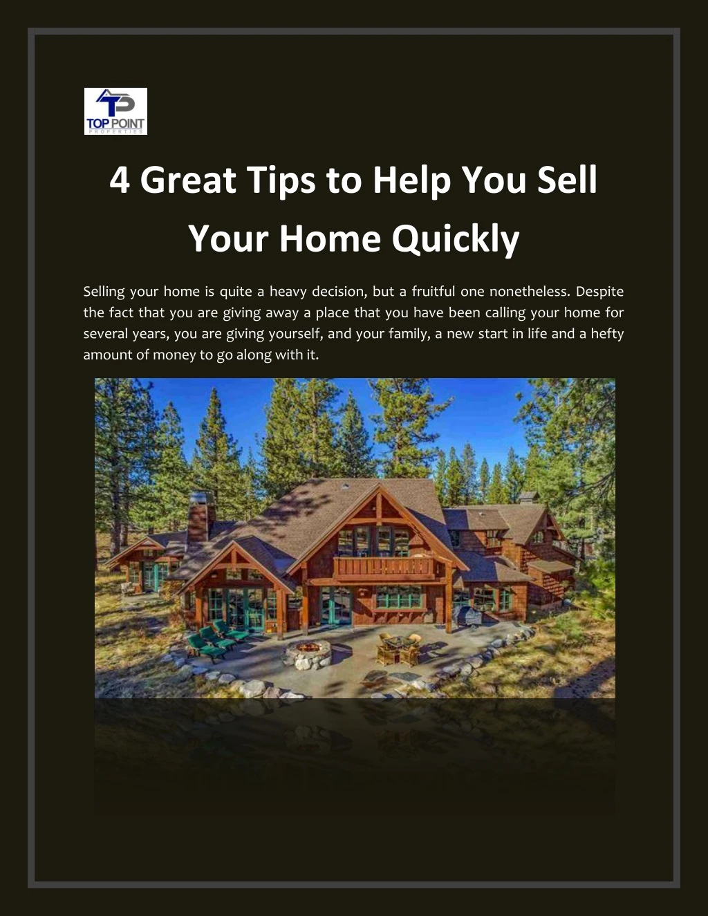 4 great tips to help you sell your home quickly n.