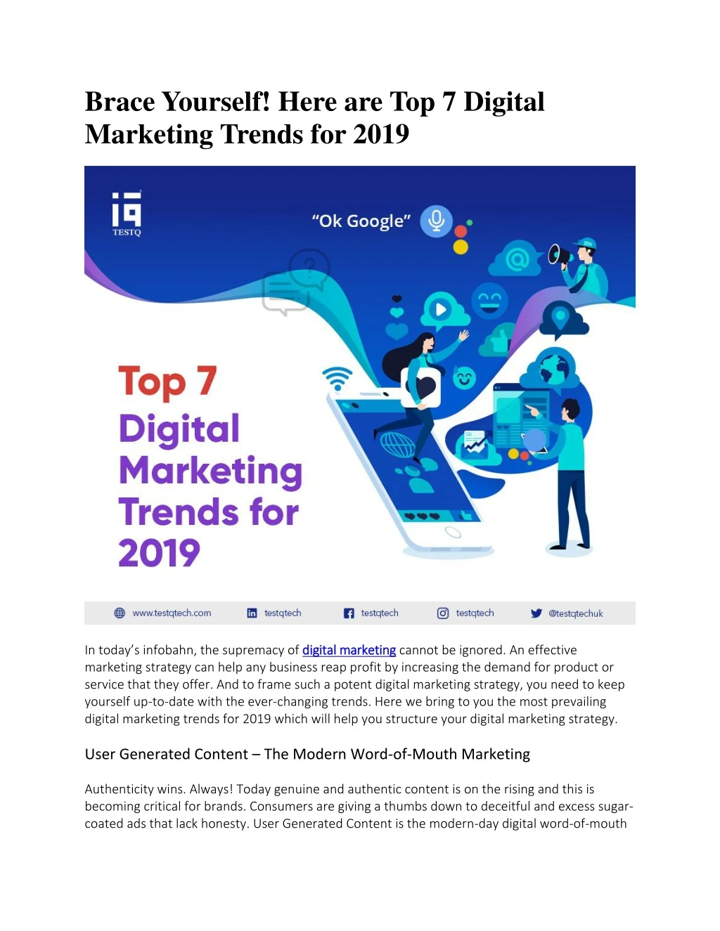 Ppt Brace Yourself Here Are Top 7 Digital Marketing Trends For 2019