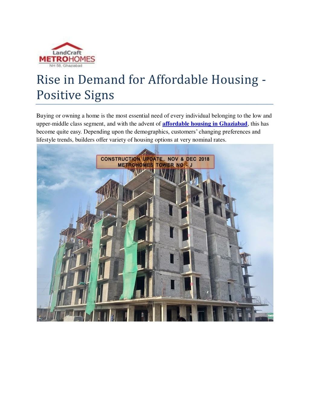 rise in demand for affordable housing positive n.