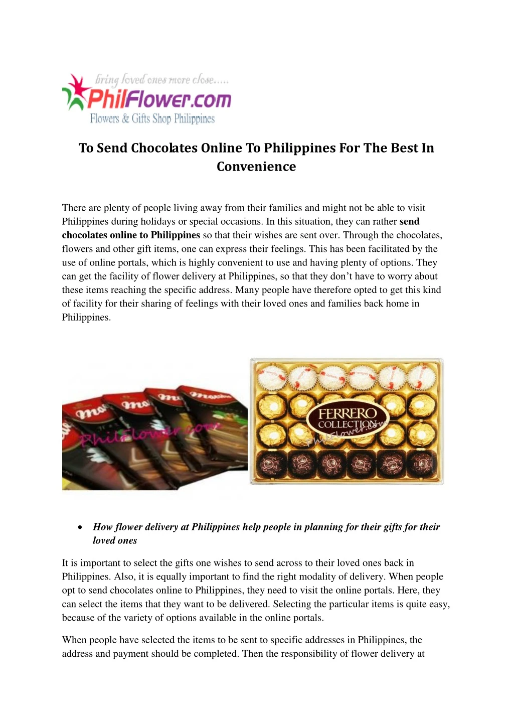 to send chocolates online to philippines n.