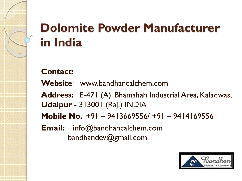 dolomite powder manufacturer in india n.