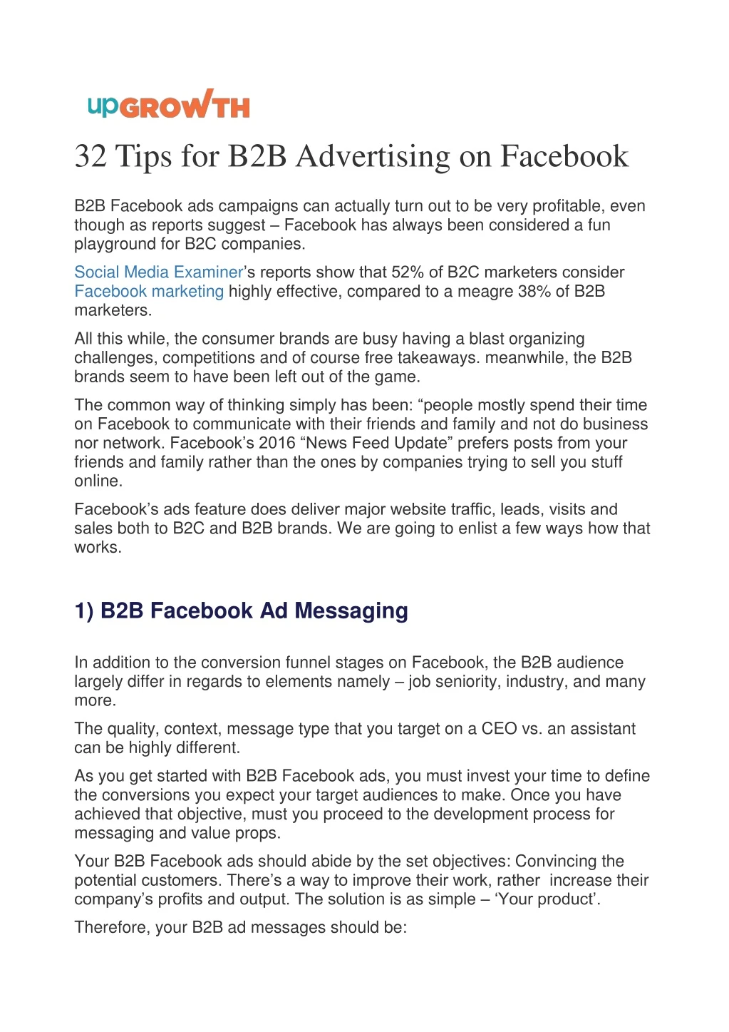 32 tips for b2b advertising on facebook n.
