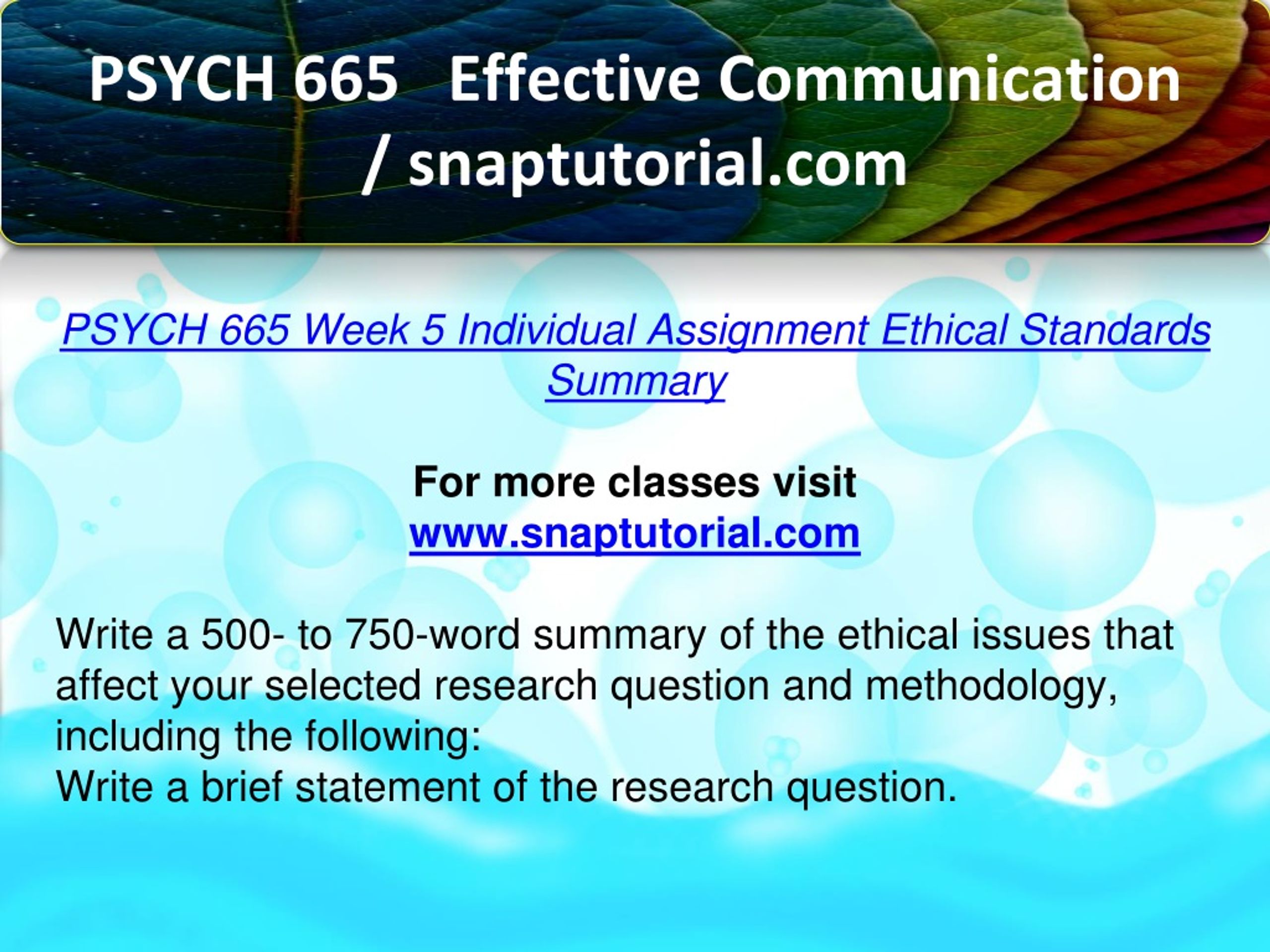 psych 665 week 5 research proposal