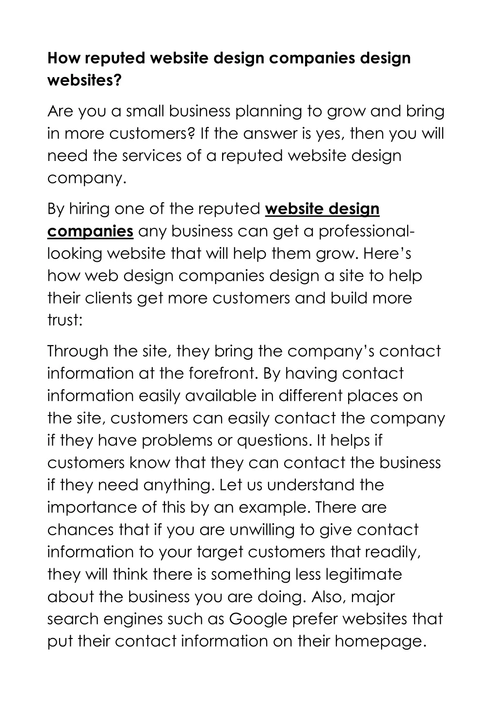 how reputed website design companies design n.
