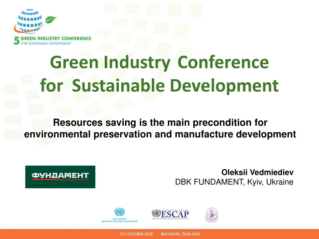 PPT Green Industry Conference for Sustainable Development PowerPoint