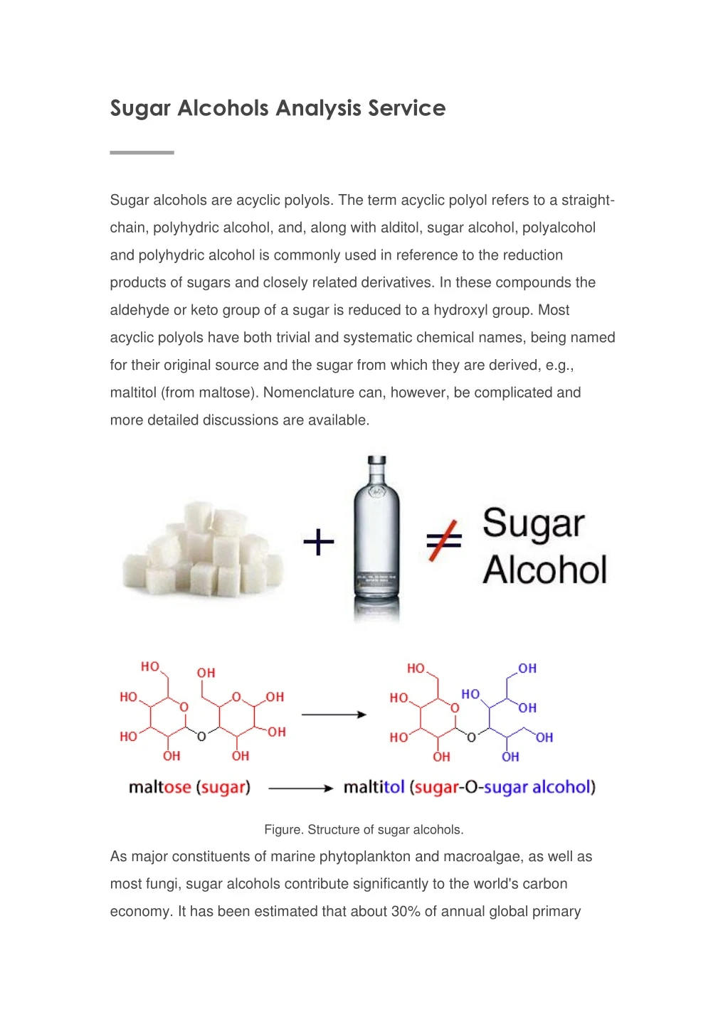 sugar alcohols analysis service n.