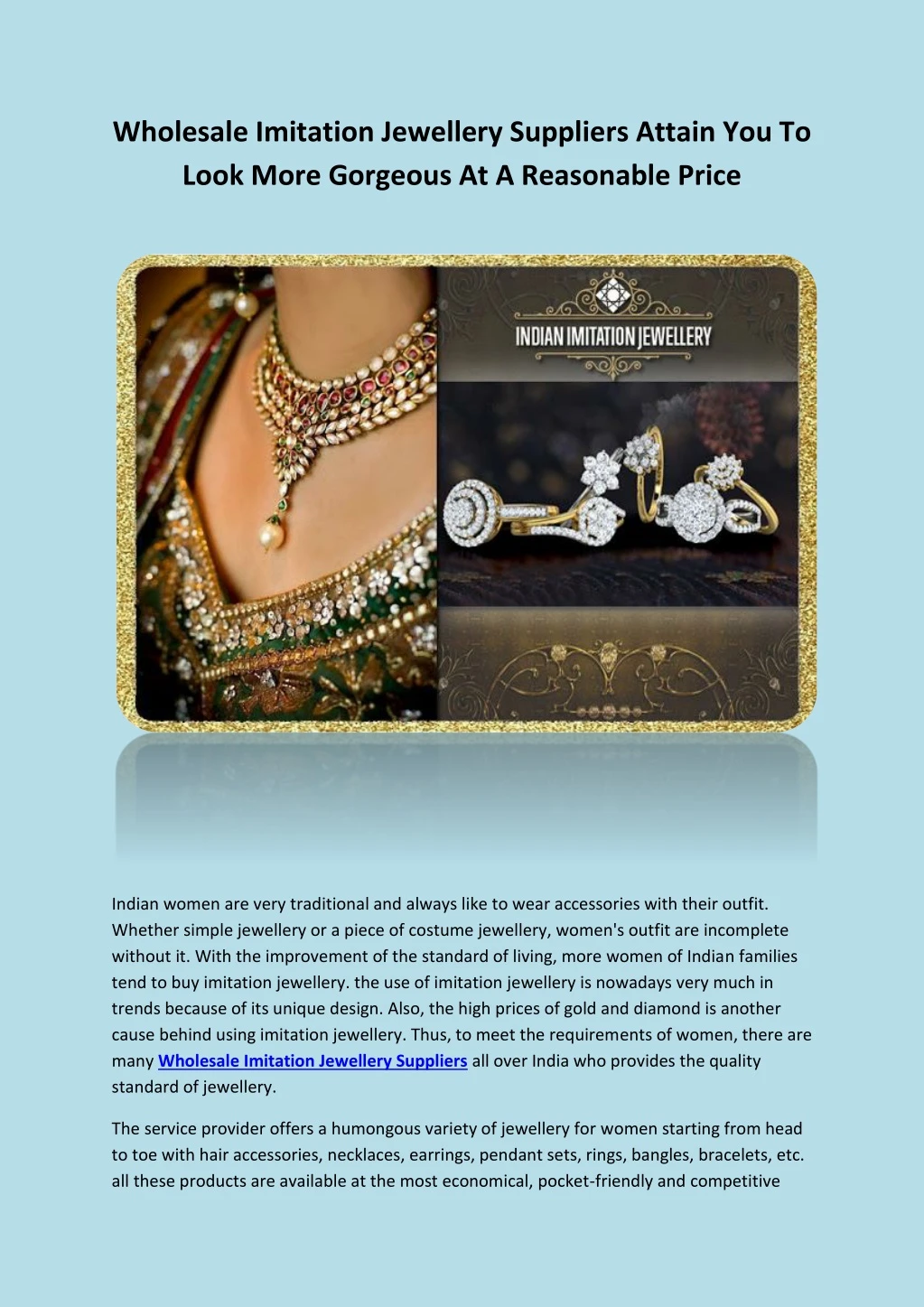 wholesale imitation jewellery suppliers attain n.