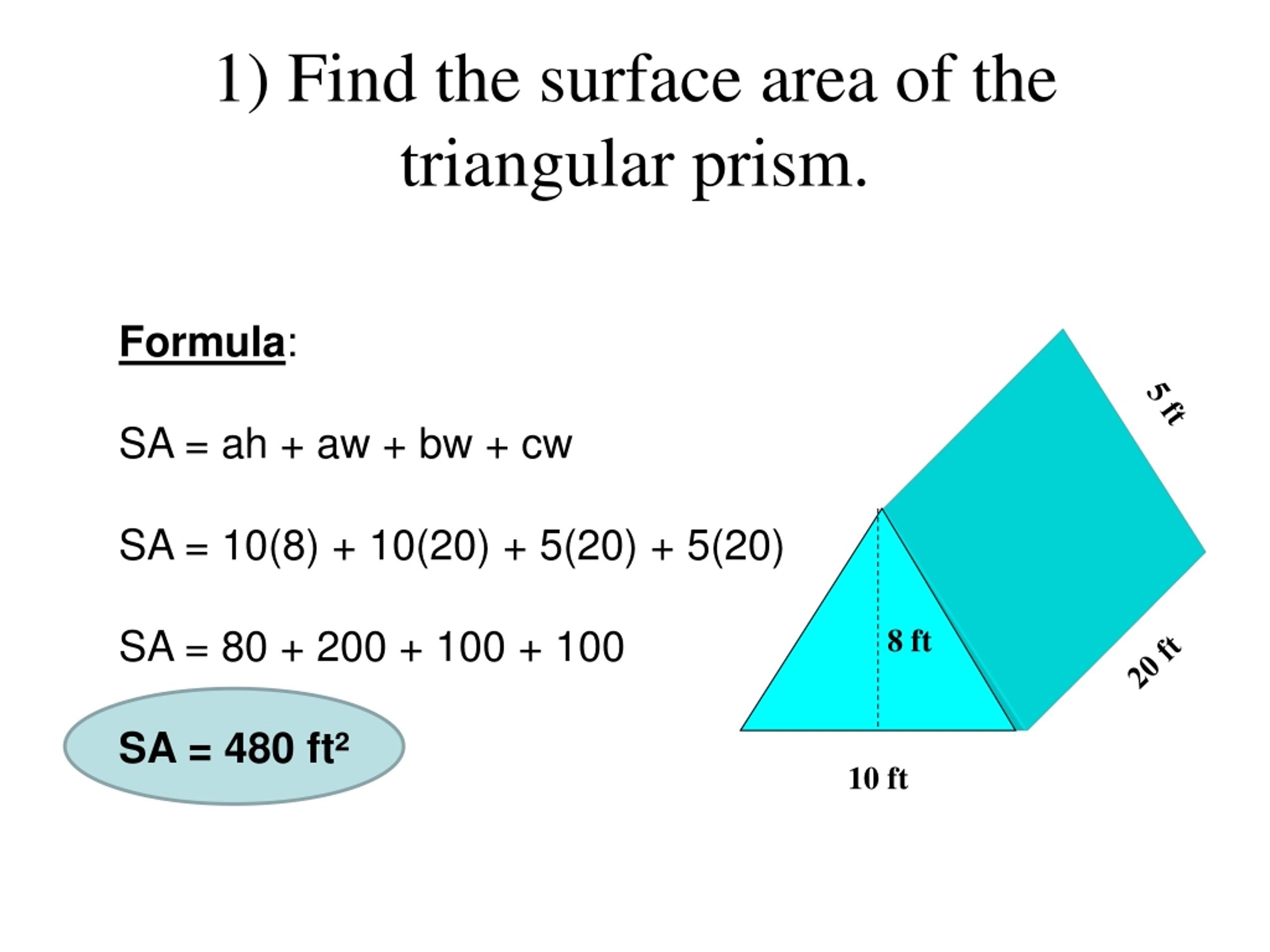triangular prism surface area and volume formulas