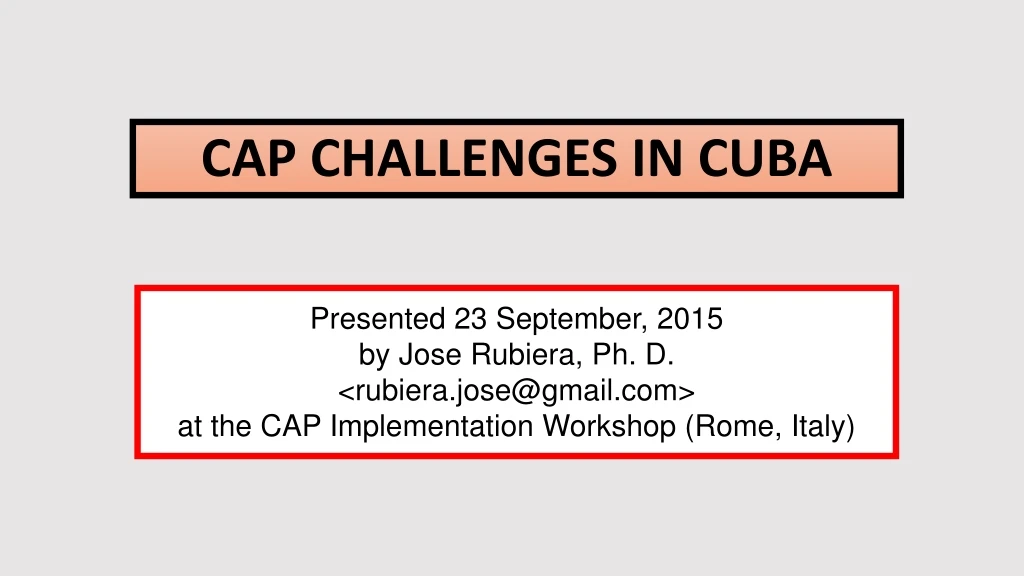 cap challenges in cuba n.