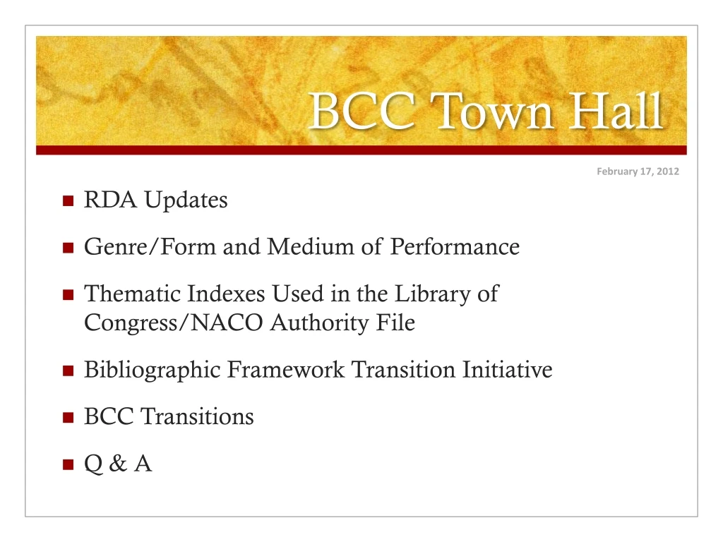 bcc town hall n.