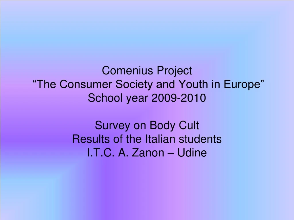 comenius project the consumer society and youth n.