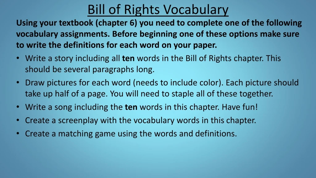 Ppt Bill Of Rights Vocabulary Powerpoint Presentation Free Download Id 8159611