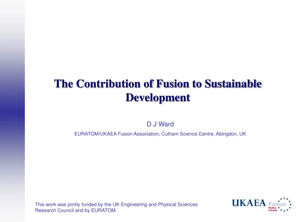 the contribution of fusion to sustainable development n.
