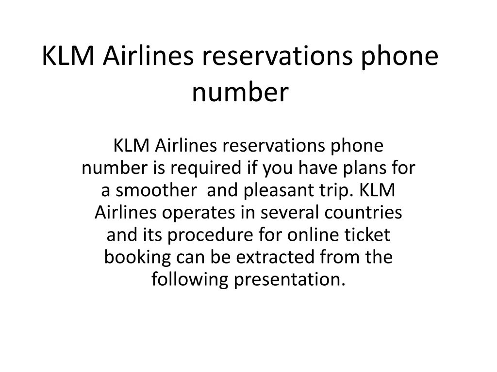 klm airlines reservations phone number n.