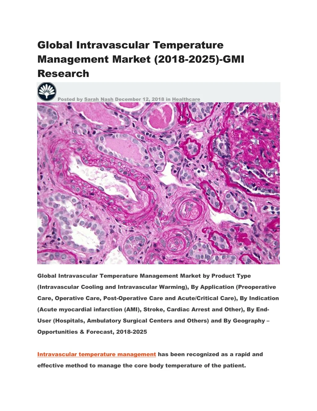 Ppt Global Intravascular Temperature Management Market 2018 2025 Gmi Research Powerpoint