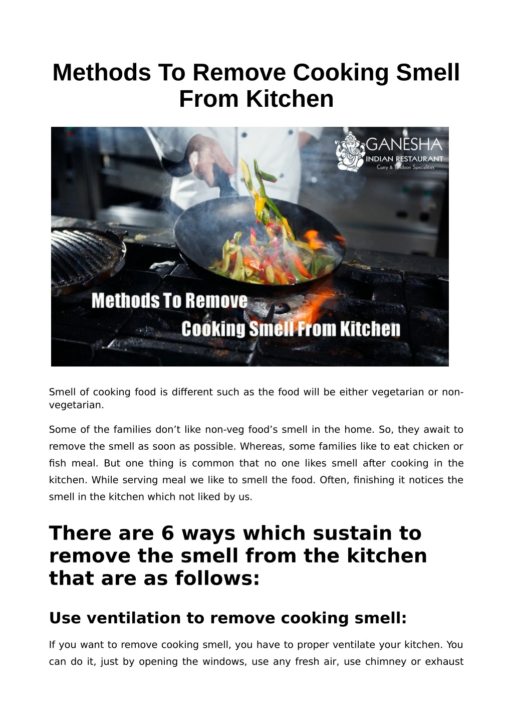 methods to remove cooking smell from kitchen n.