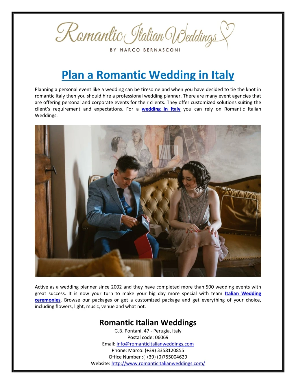 plan a romantic wedding in italy n.