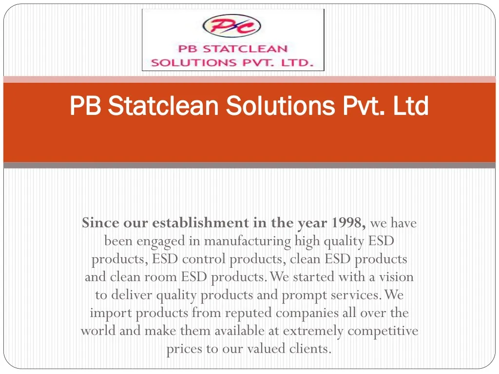 PPT PB Statclean Solutions Pvt. Ltd PowerPoint Presentation, free