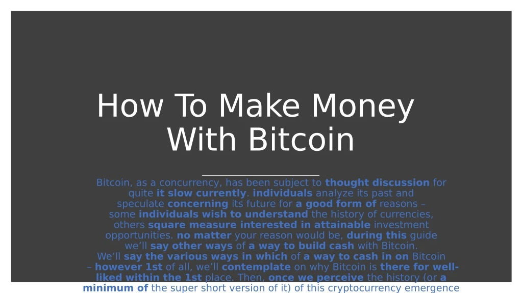 how to make money with bitcoin n.