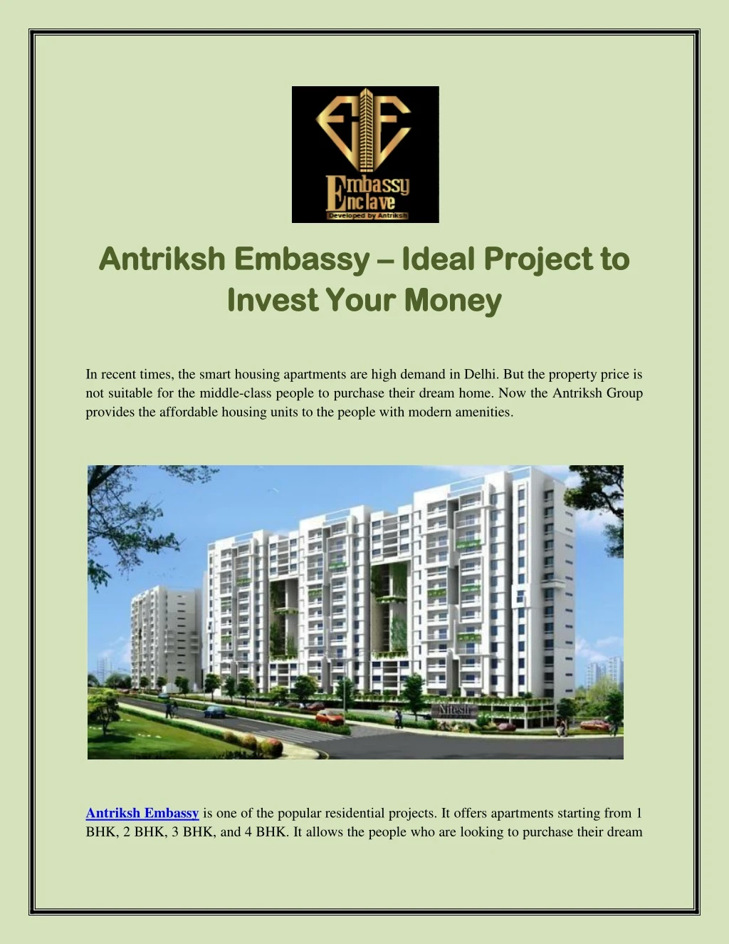 antriksh embassy antriksh embassy ideal project n.