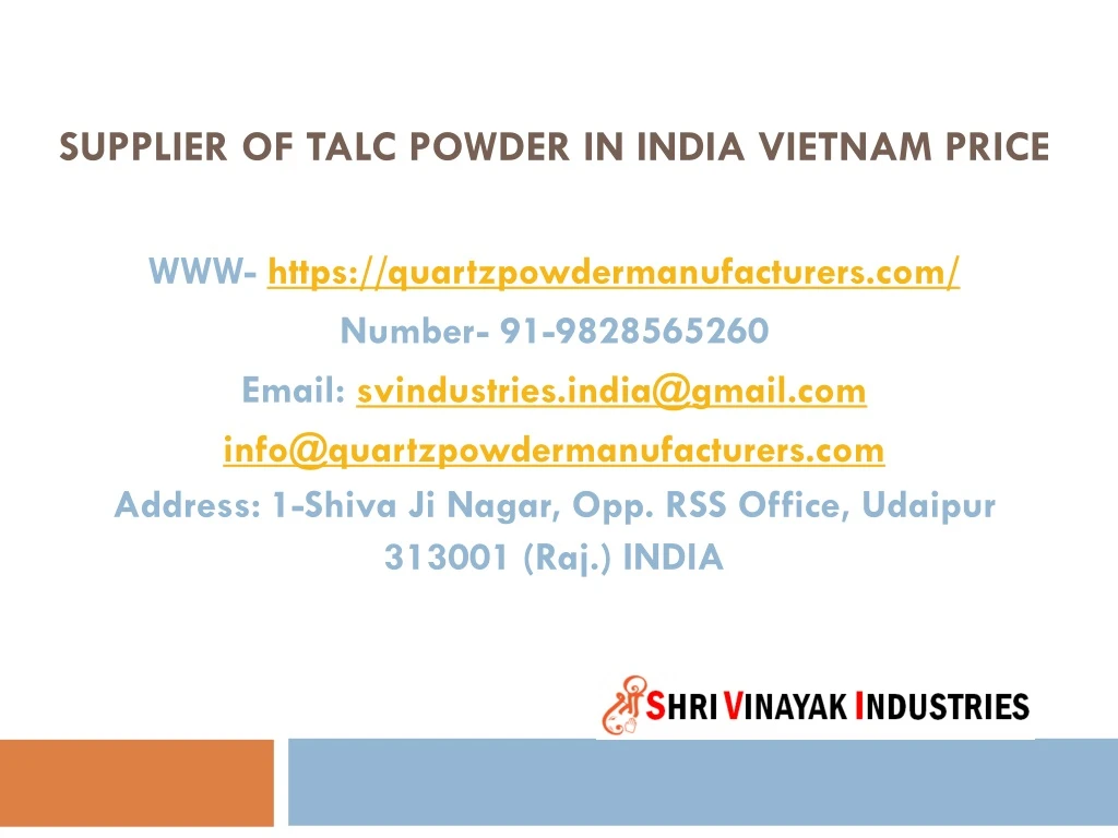 supplier of talc powder in india vietnam price n.