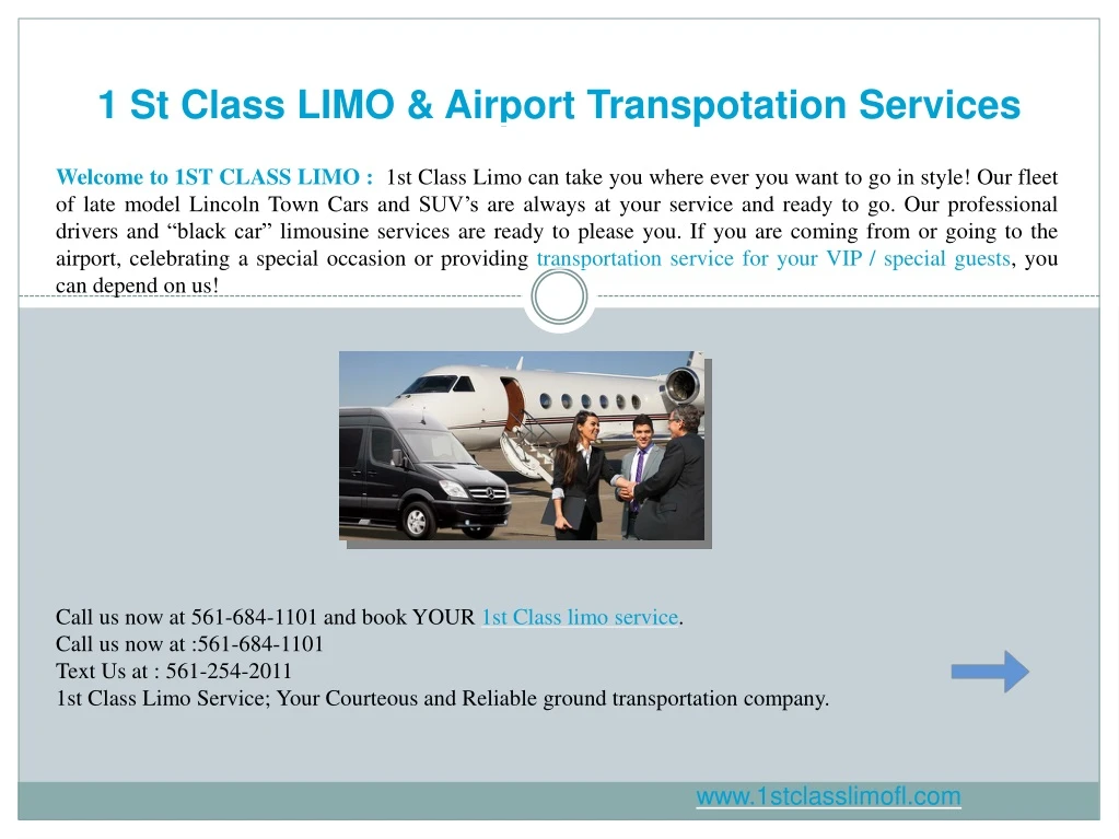 1 st class limo airport transpotation services n.