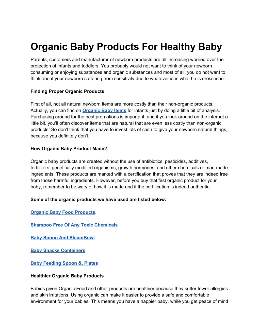 organic baby products for healthy baby n.