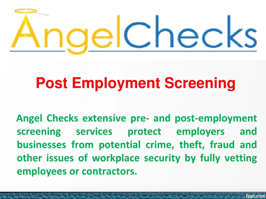 post employment screening n.