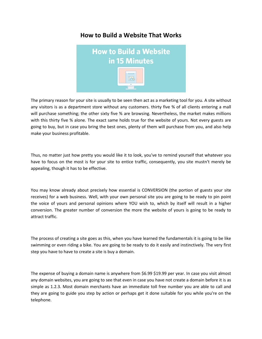 how to build a website that works n.