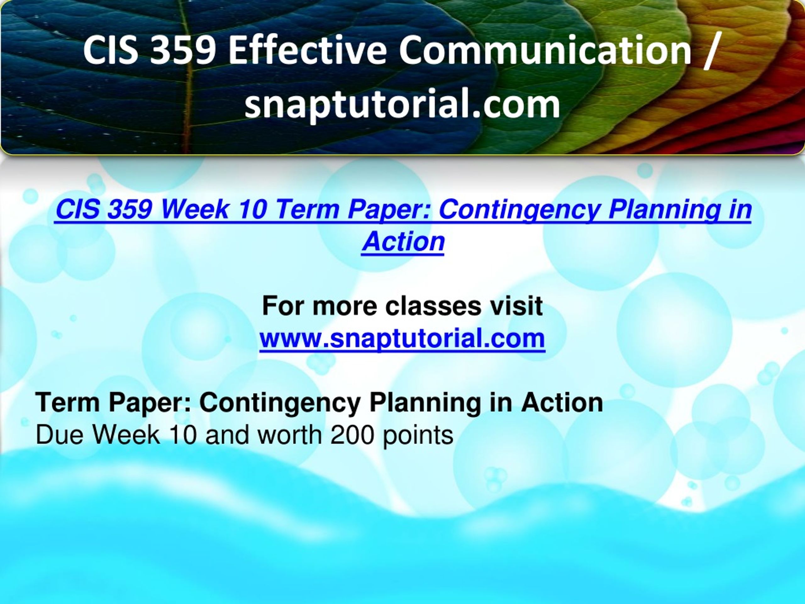 PPT - CIS 359 Effective Communication / Snaptutorial.com PowerPoint ...