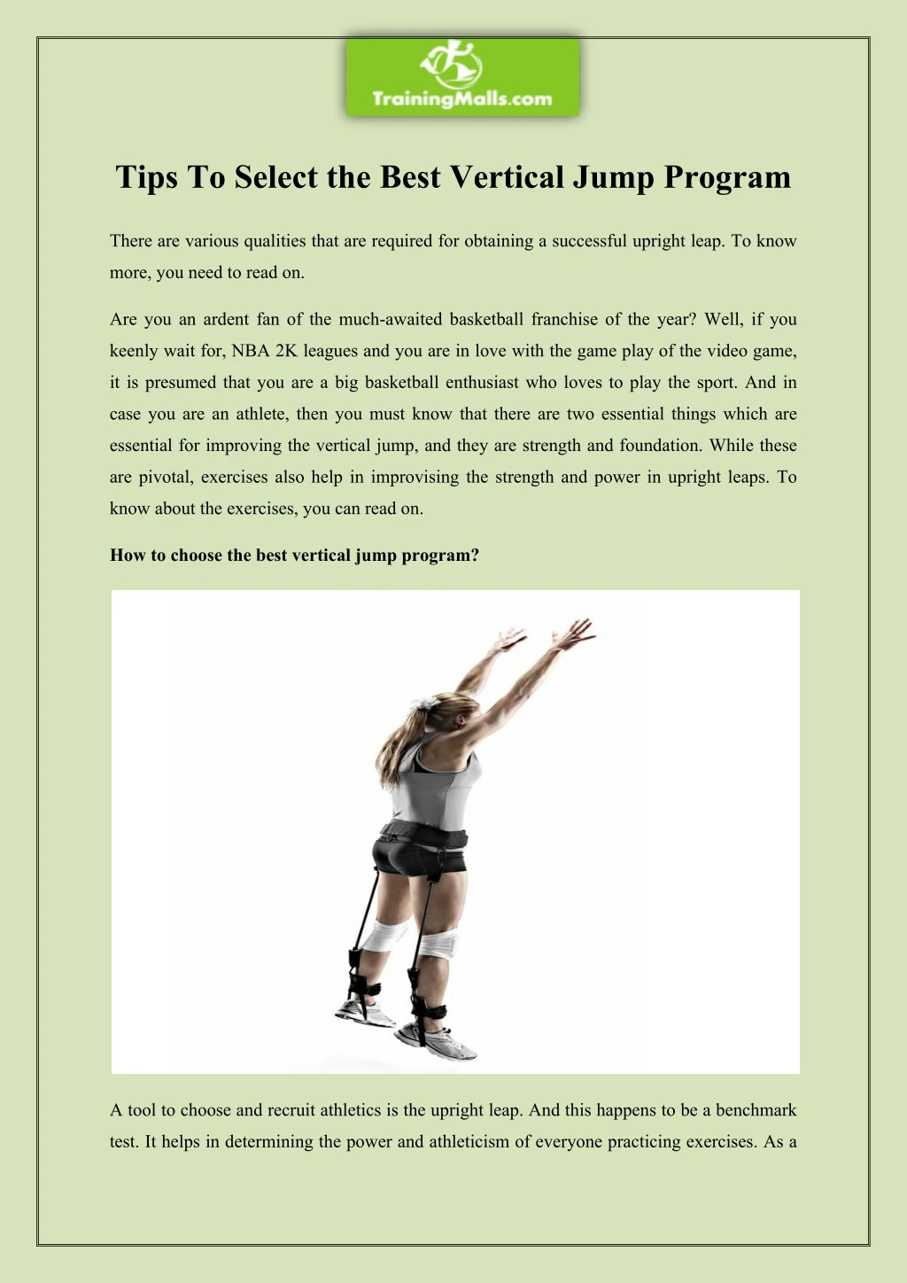 PPT Tips To Select the Best Vertical Jump Program PowerPoint