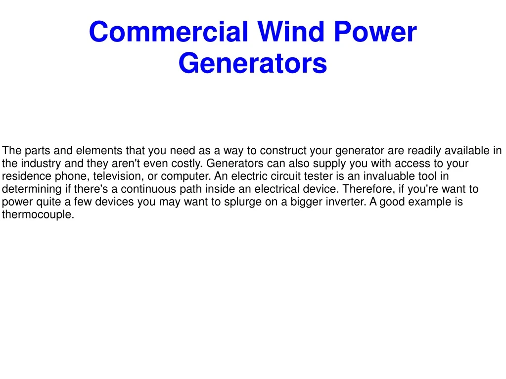 commercial wind power generators n.