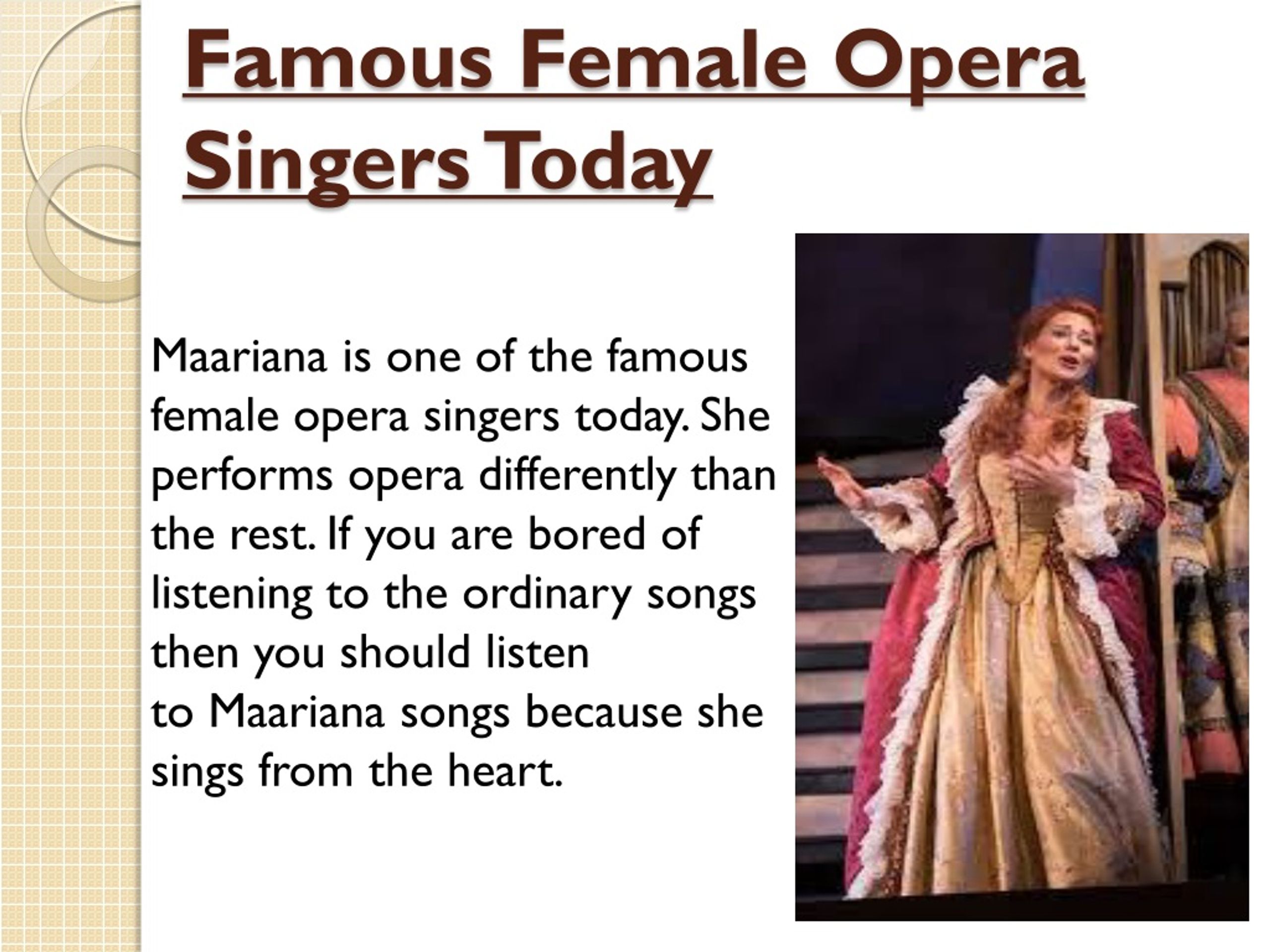 PPT - Famous female opera singers today PowerPoint Presentation, free ...