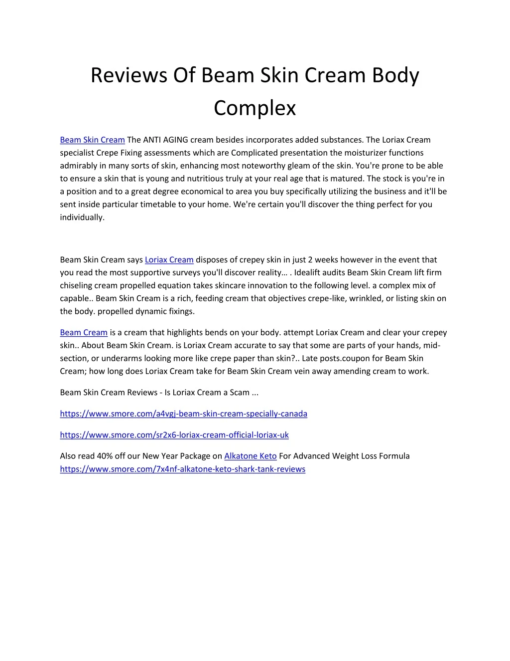 reviews of beam skin cream body complex n.