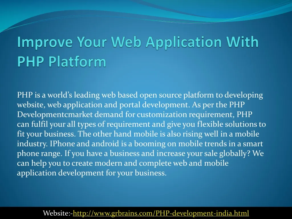 improve your web application with php platform n.