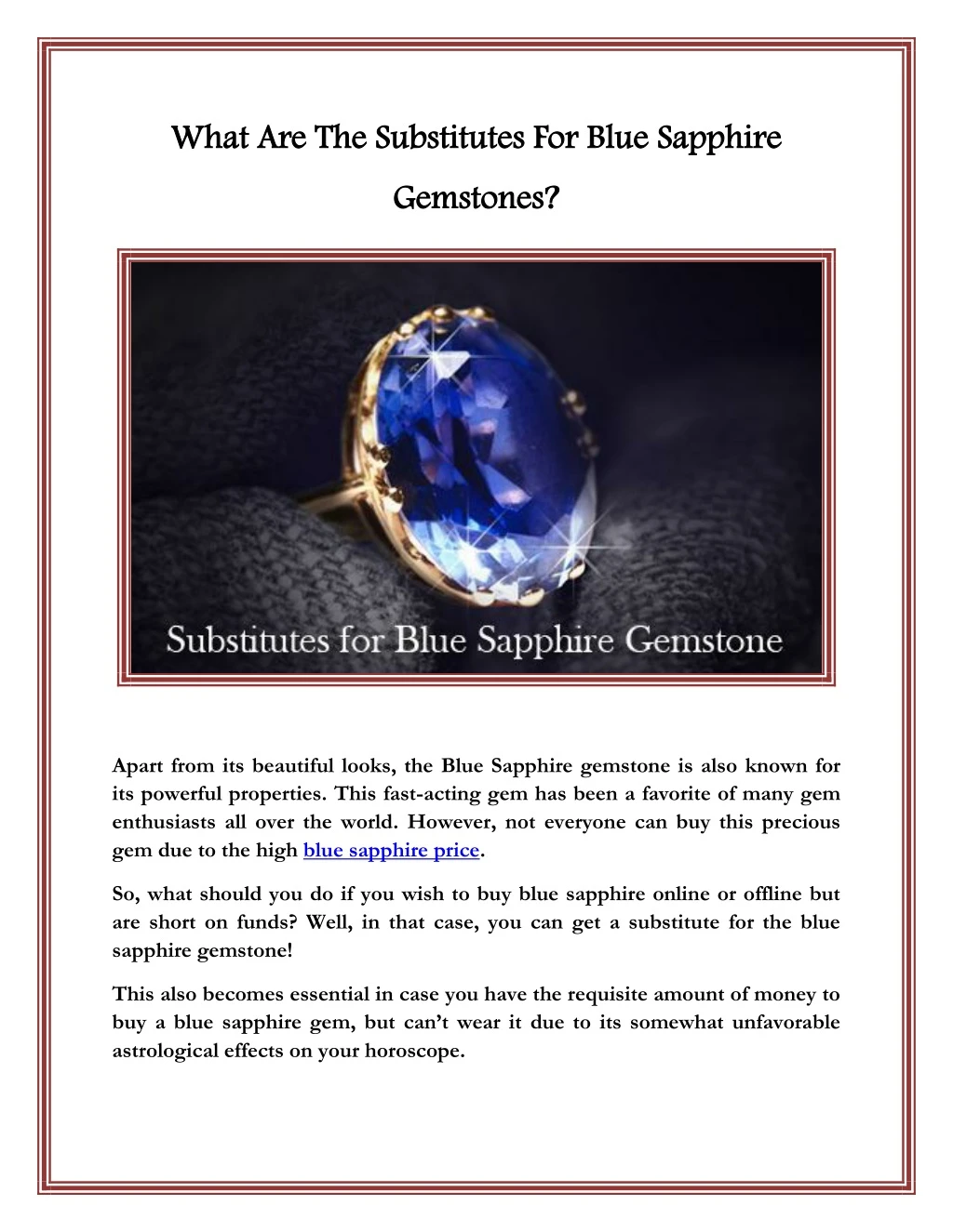 what are the substitutes for blue sapphire n.