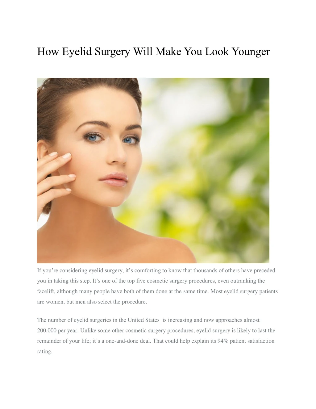 how eyelid surgery will make you look younger n.