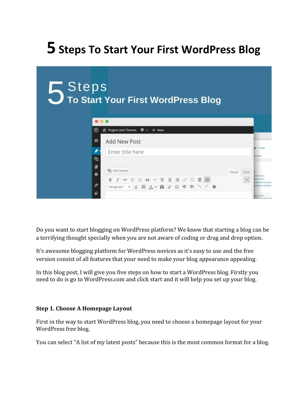 5 steps to start your first wordpress blog n.