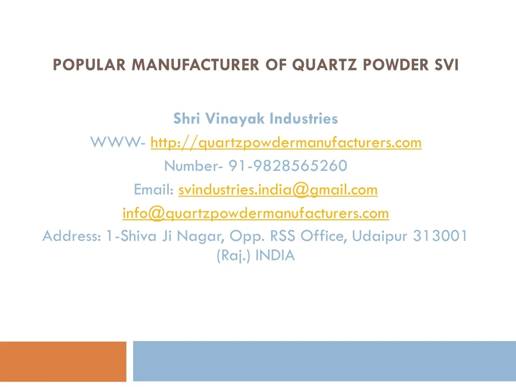 popular manufacturer of quartz powder svi n.