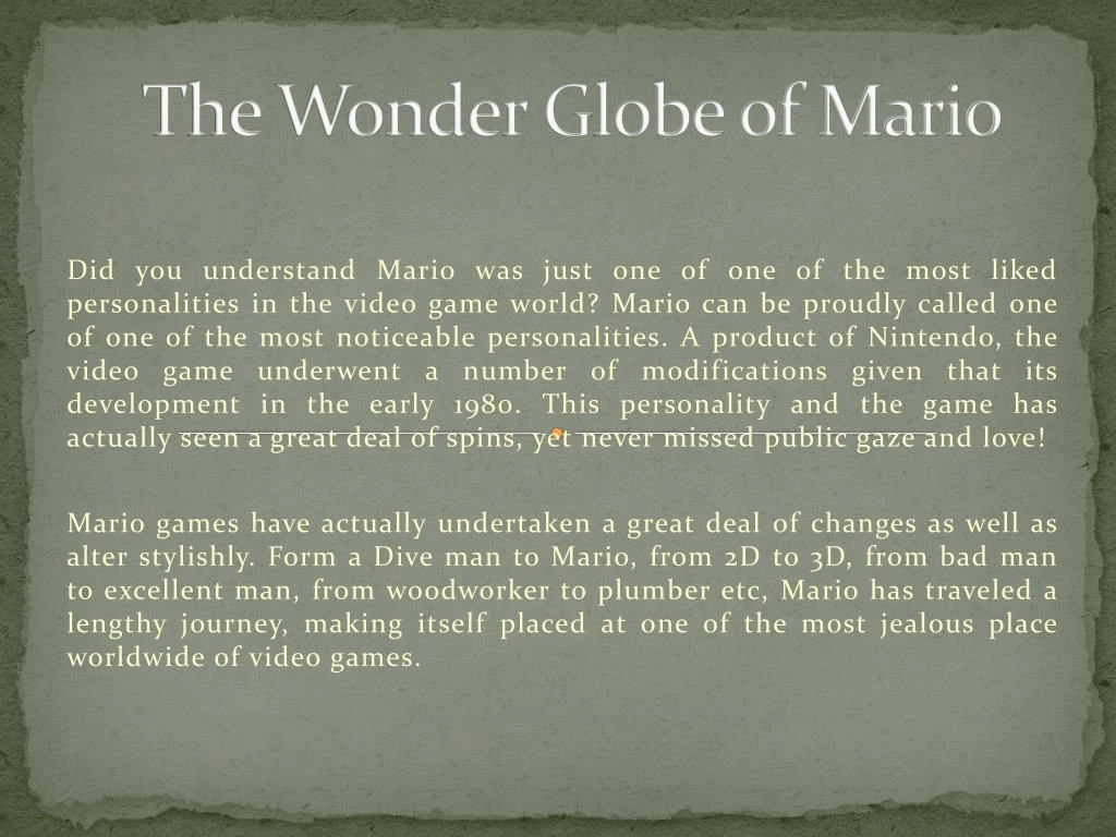 the wonder globe of mario n.